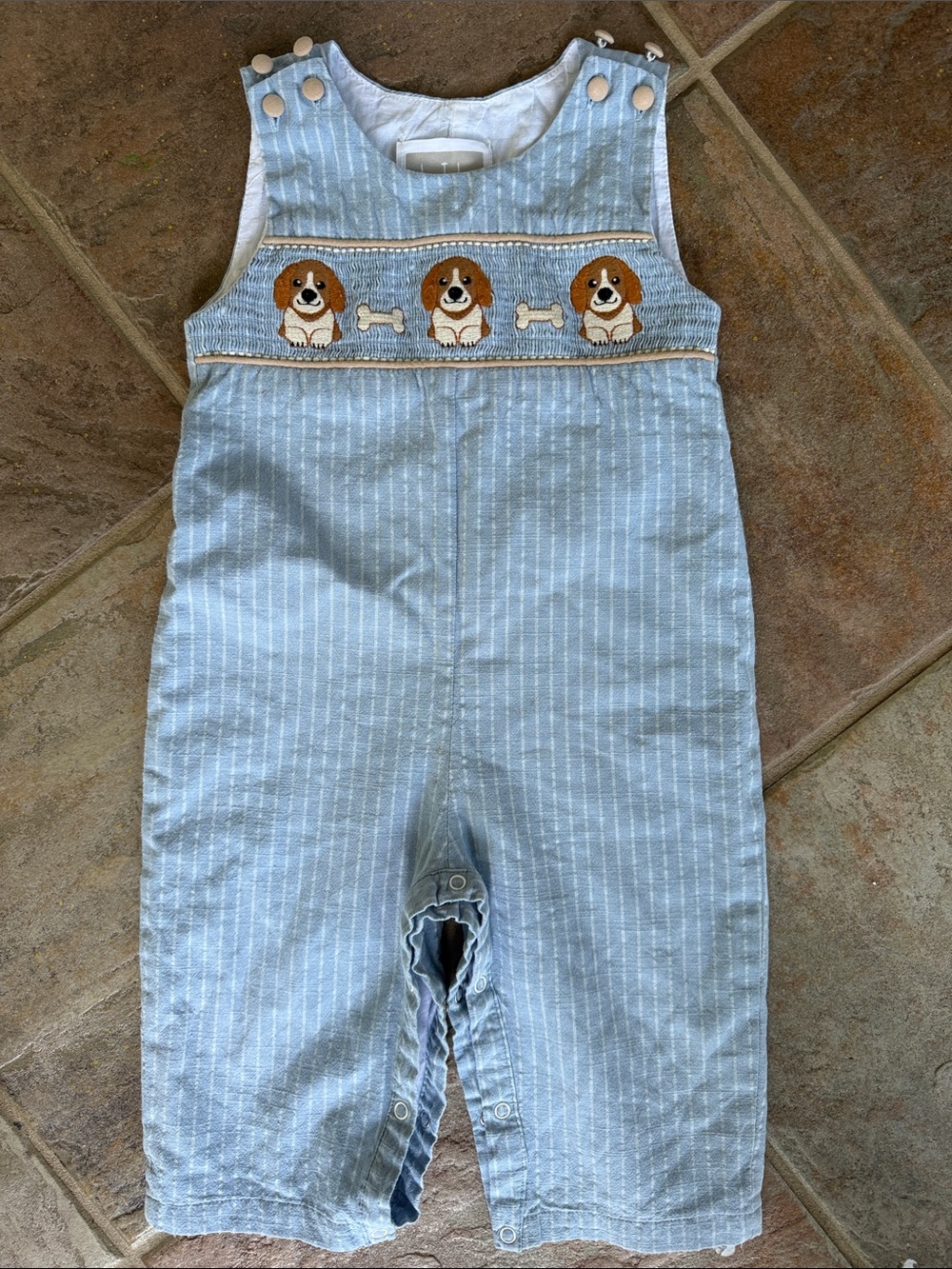 Boys onesie with embroidered dogs